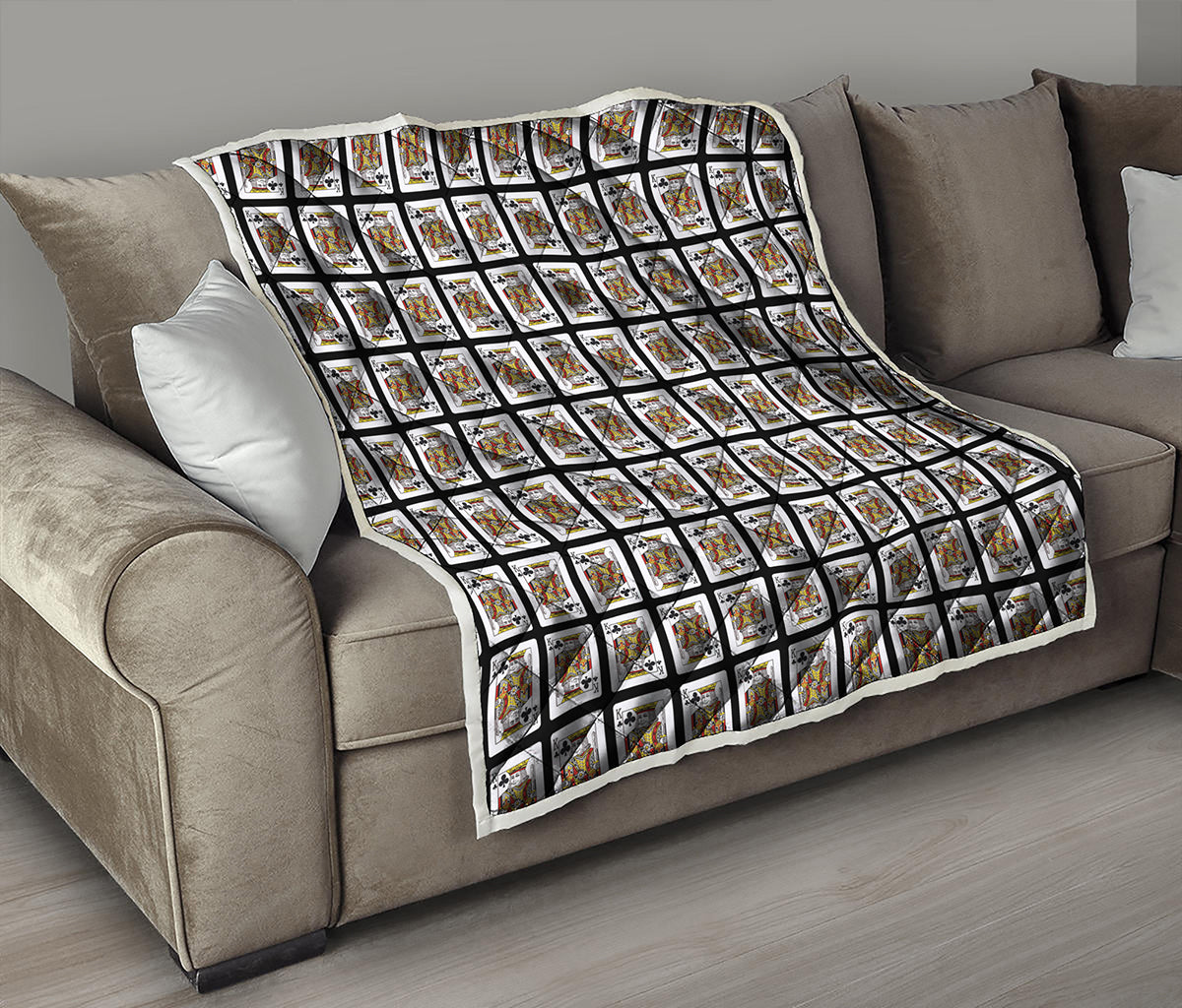 King Of Clubs Playing Card Pattern Print Quilt