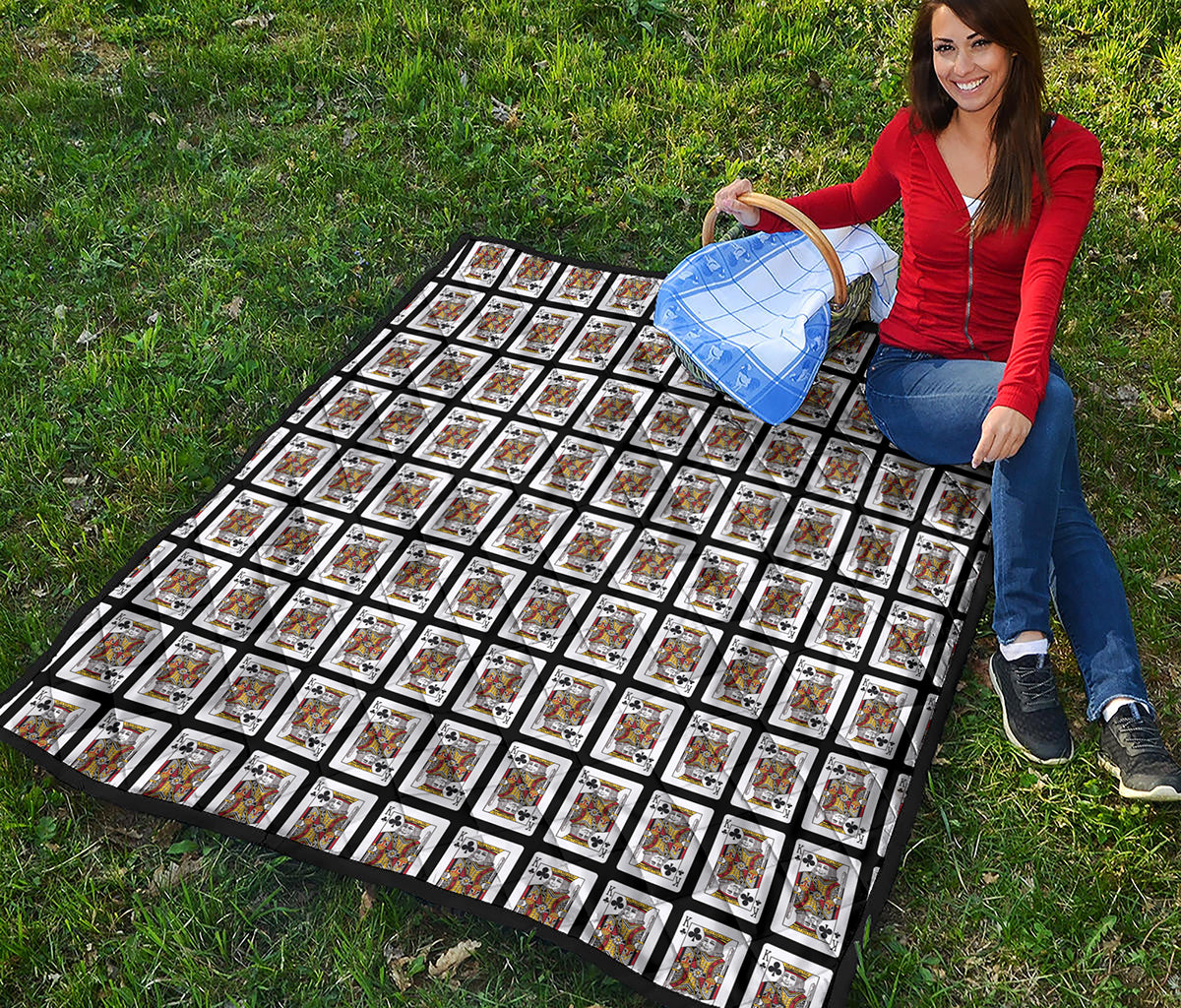 King Of Clubs Playing Card Pattern Print Quilt