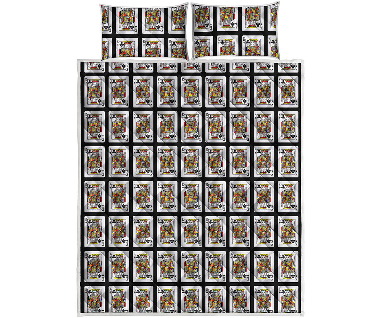 King Of Clubs Playing Card Pattern Print Quilt Bed Set