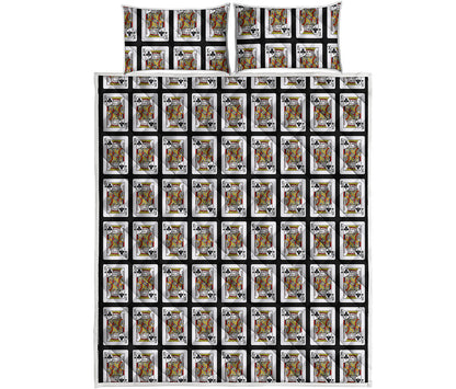 King Of Clubs Playing Card Pattern Print Quilt Bed Set