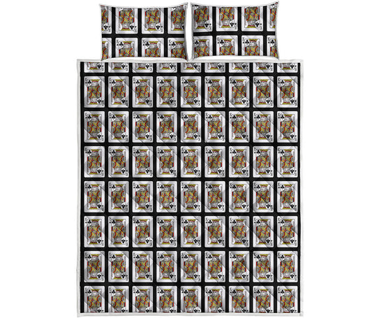 King Of Clubs Playing Card Pattern Print Quilt Bed Set