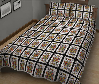 King Of Clubs Playing Card Pattern Print Quilt Bed Set