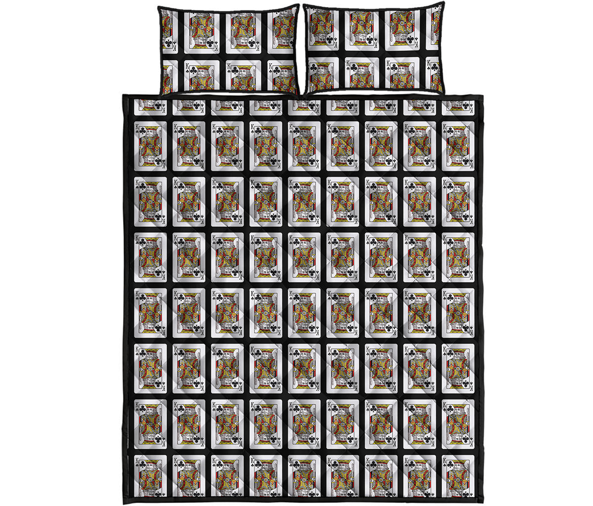 King Of Clubs Playing Card Pattern Print Quilt Bed Set