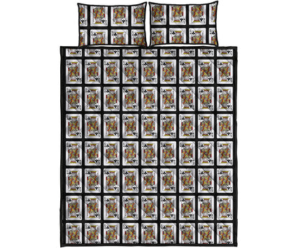 King Of Clubs Playing Card Pattern Print Quilt Bed Set
