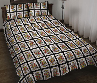 King Of Clubs Playing Card Pattern Print Quilt Bed Set