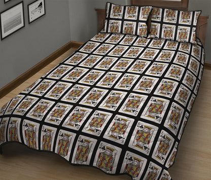 King Of Clubs Playing Card Pattern Print Quilt Bed Set