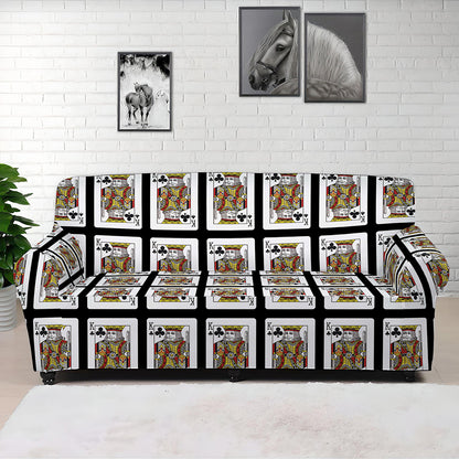 King Of Clubs Playing Card Pattern Print Sofa Cover