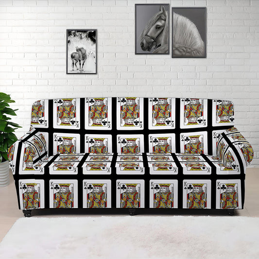 King Of Clubs Playing Card Pattern Print Sofa Cover