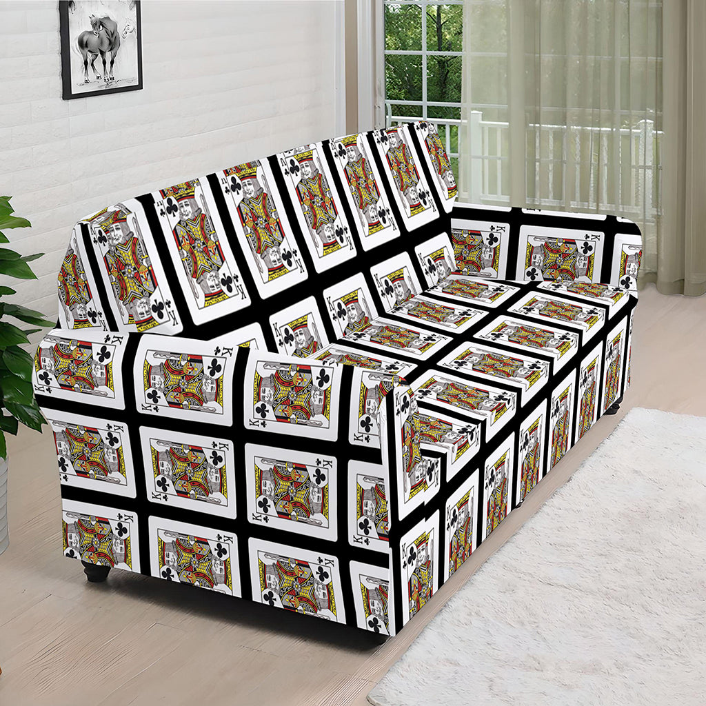 King Of Clubs Playing Card Pattern Print Sofa Cover