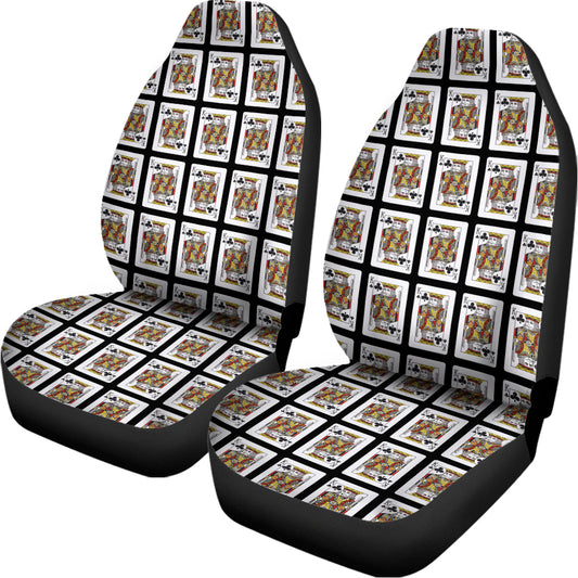 King Of Clubs Playing Card Pattern Print Universal Fit Car Seat Covers