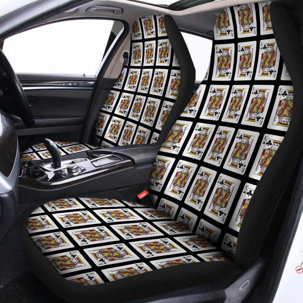 King Of Clubs Playing Card Pattern Print Universal Fit Car Seat Covers