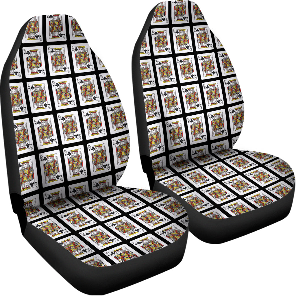 King Of Clubs Playing Card Pattern Print Universal Fit Car Seat Covers