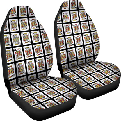King Of Clubs Playing Card Pattern Print Universal Fit Car Seat Covers