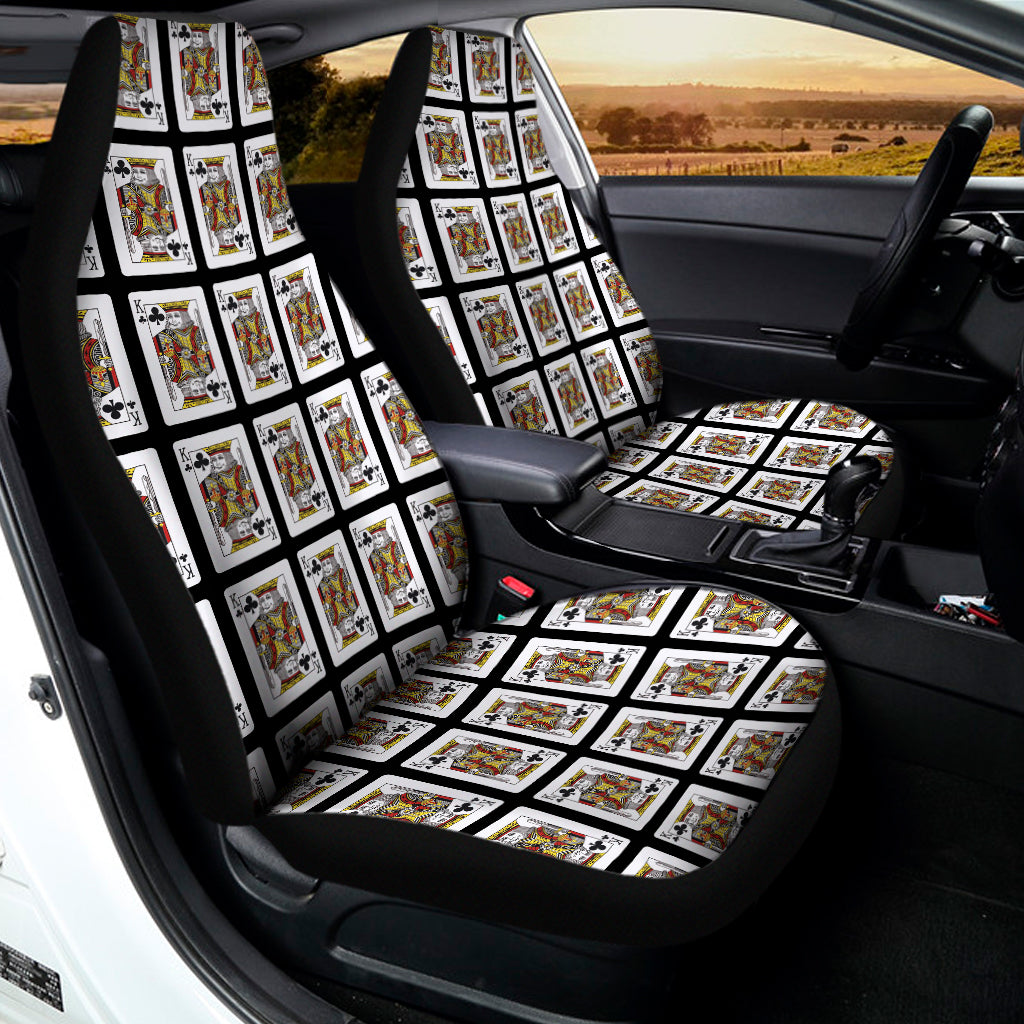 King Of Clubs Playing Card Pattern Print Universal Fit Car Seat Covers