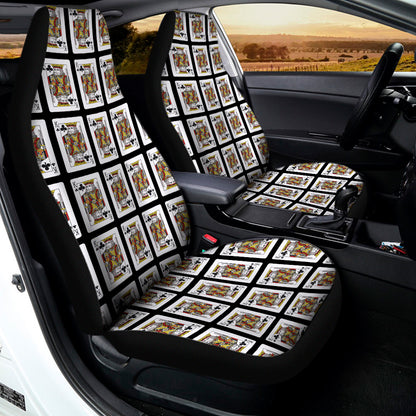 King Of Clubs Playing Card Pattern Print Universal Fit Car Seat Covers