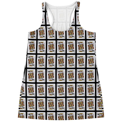 King Of Clubs Playing Card Pattern Print Women's Racerback Tank Top