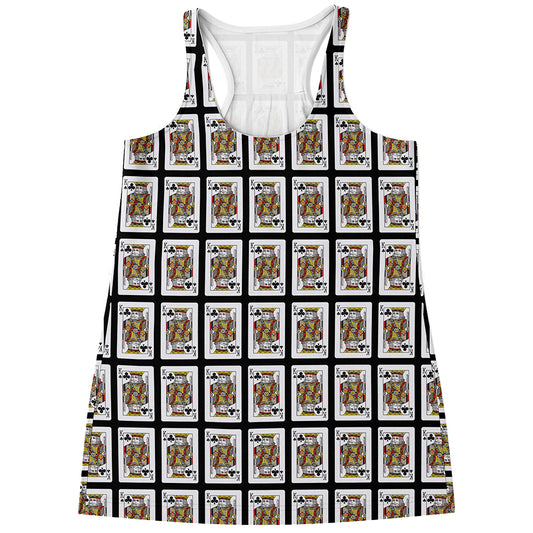 King Of Clubs Playing Card Pattern Print Women's Racerback Tank Top
