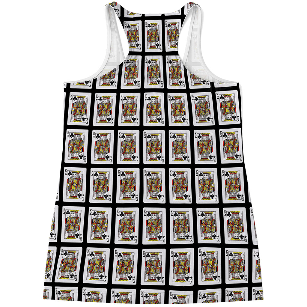 King Of Clubs Playing Card Pattern Print Women's Racerback Tank Top