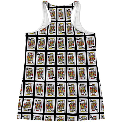 King Of Clubs Playing Card Pattern Print Women's Racerback Tank Top