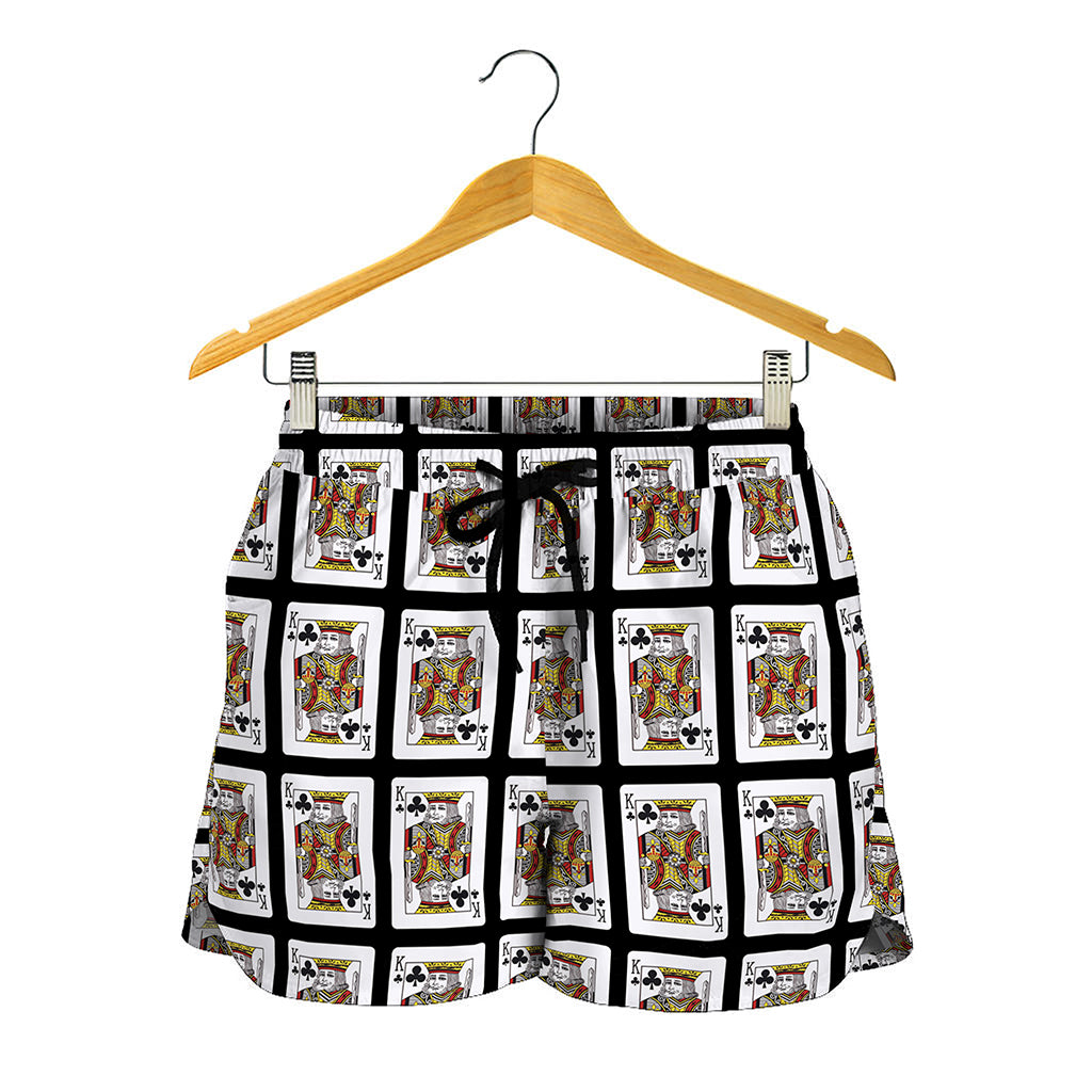 King Of Clubs Playing Card Pattern Print Women's Shorts