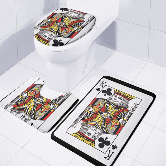 King Of Clubs Playing Card Print 3 Piece Bath Mat Set