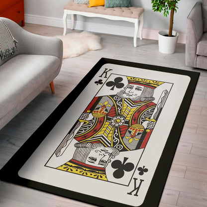 King Of Clubs Playing Card Print Area Rug