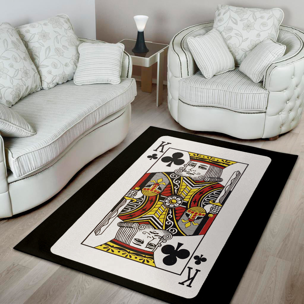 King Of Clubs Playing Card Print Area Rug