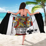 King Of Clubs Playing Card Print Beach Sarong Wrap