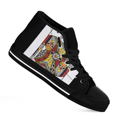 King Of Clubs Playing Card Print Black High Top Shoes