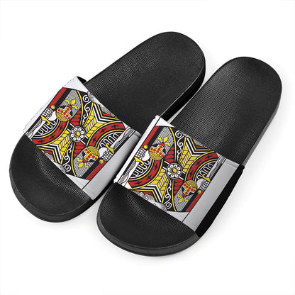 King Of Clubs Playing Card Print Black Slide Sandals
