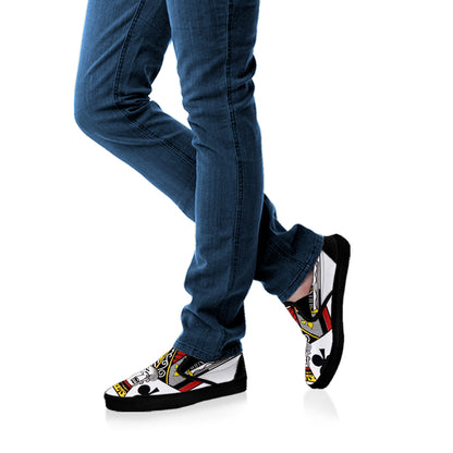 King Of Clubs Playing Card Print Black Slip On Shoes