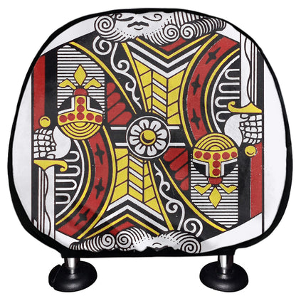 King Of Clubs Playing Card Print Car Headrest Covers