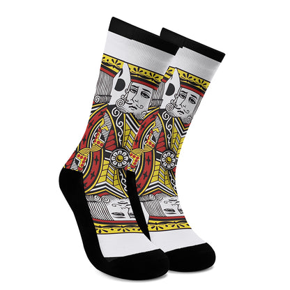 King Of Clubs Playing Card Print Crew Socks