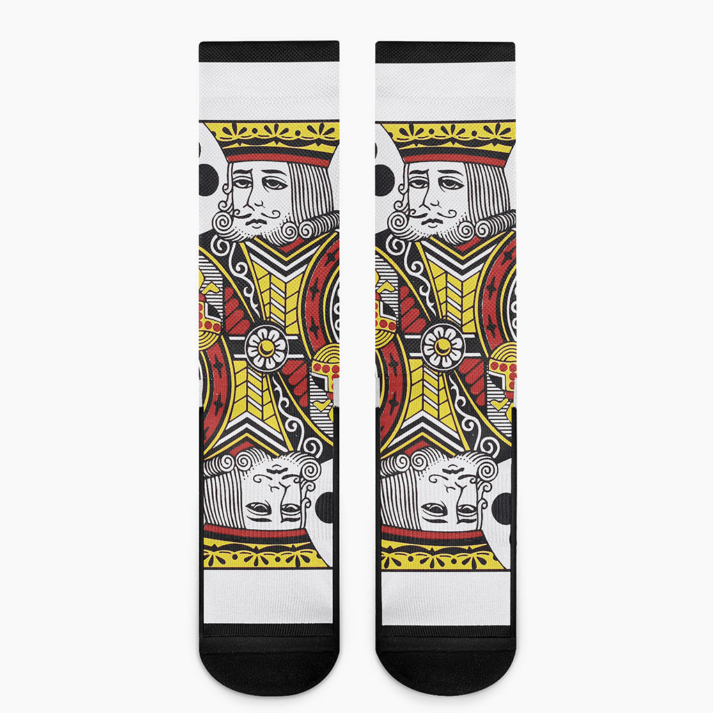 King Of Clubs Playing Card Print Crew Socks