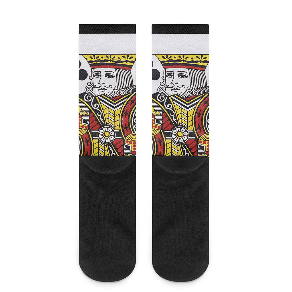 King Of Clubs Playing Card Print Crew Socks