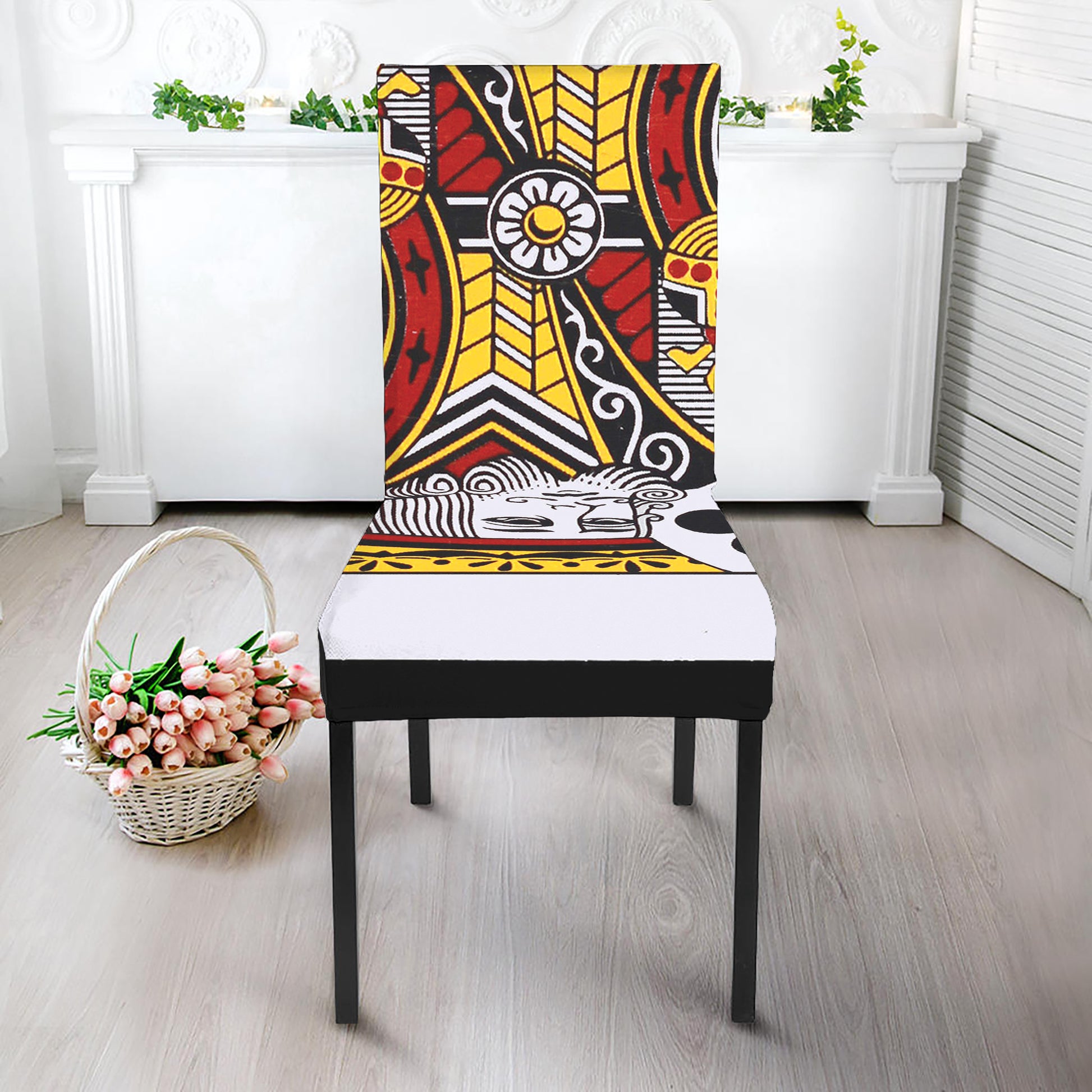 King Of Clubs Playing Card Print Dining Chair Slipcover