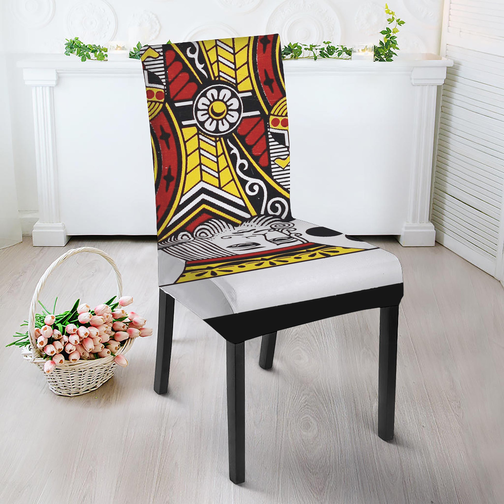 King Of Clubs Playing Card Print Dining Chair Slipcover