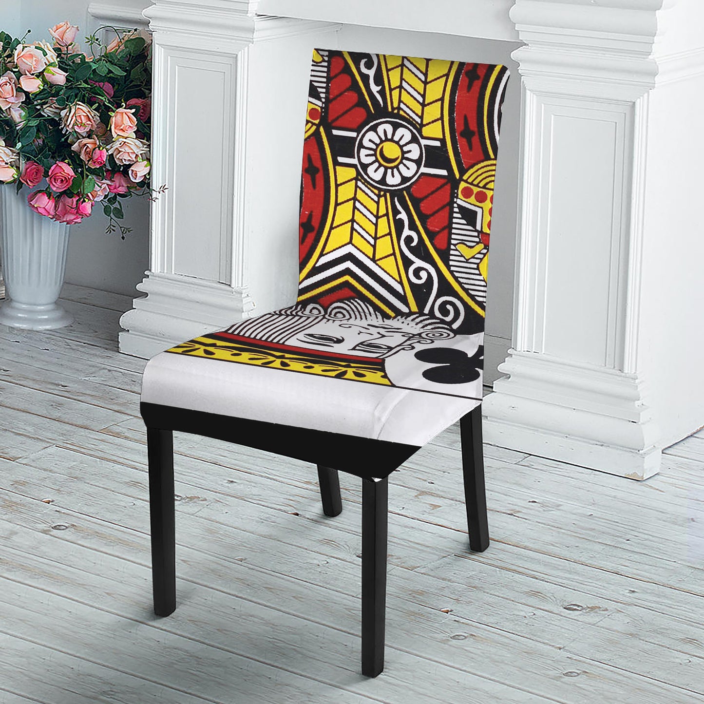 King Of Clubs Playing Card Print Dining Chair Slipcover