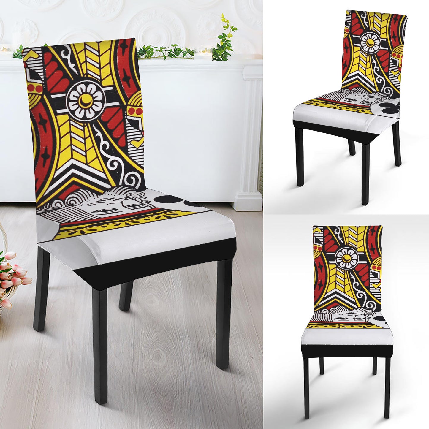 King Of Clubs Playing Card Print Dining Chair Slipcover