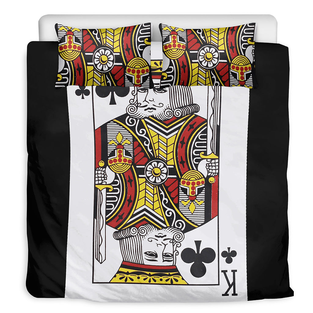 King Of Clubs Playing Card Print Duvet Cover Bedding Set