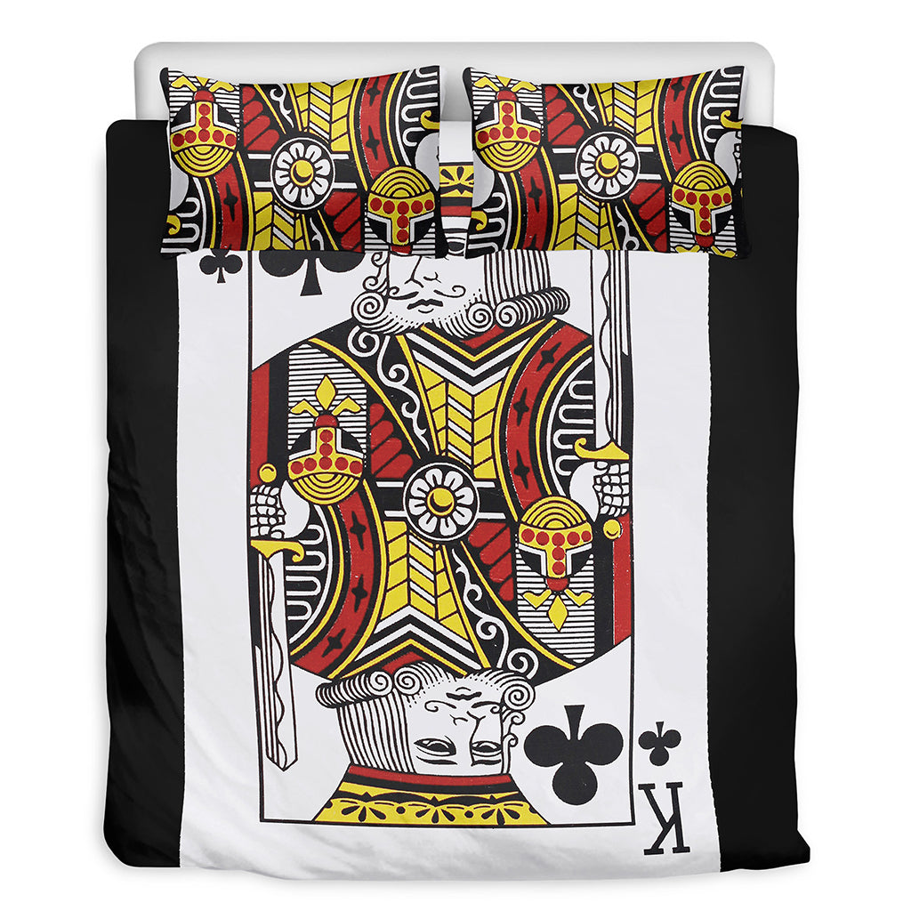 King Of Clubs Playing Card Print Duvet Cover Bedding Set