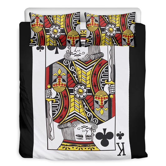 King Of Clubs Playing Card Print Duvet Cover Bedding Set