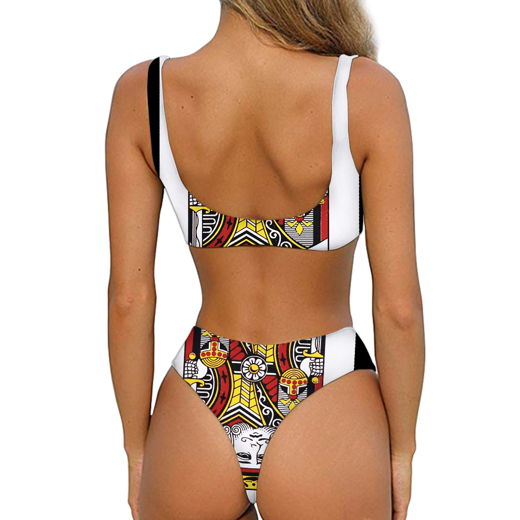 King Of Clubs Playing Card Print Front Bow Tie Bikini