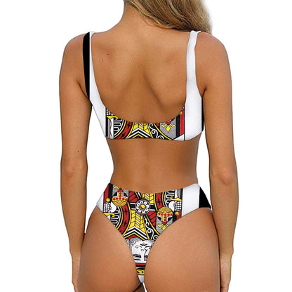 King Of Clubs Playing Card Print Front Bow Tie Bikini