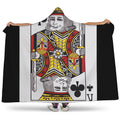 King Of Clubs Playing Card Print Hooded Blanket