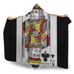 King Of Clubs Playing Card Print Hooded Blanket