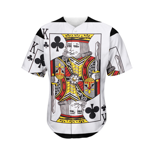 King Of Clubs Playing Card Print Men's Baseball Jersey
