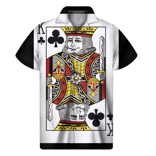 King Of Clubs Playing Card Print Men's Short Sleeve Shirt