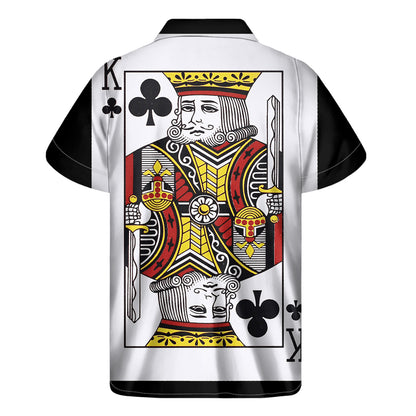 King Of Clubs Playing Card Print Men's Short Sleeve Shirt