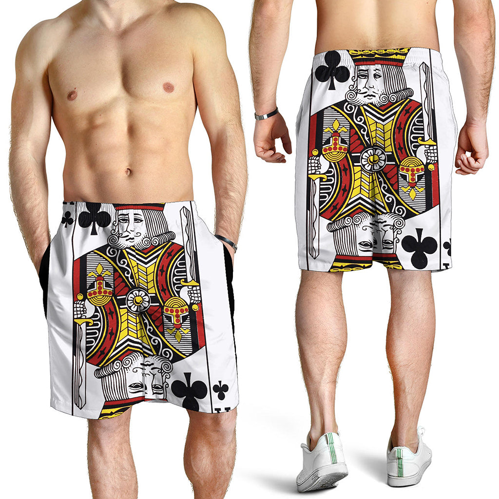 King Of Clubs Playing Card Print Men's Shorts